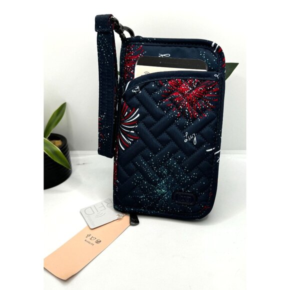 Lug RFID Wallet Fireworks Print With Wristlet Strap - Midnight - Picture 9 of 9